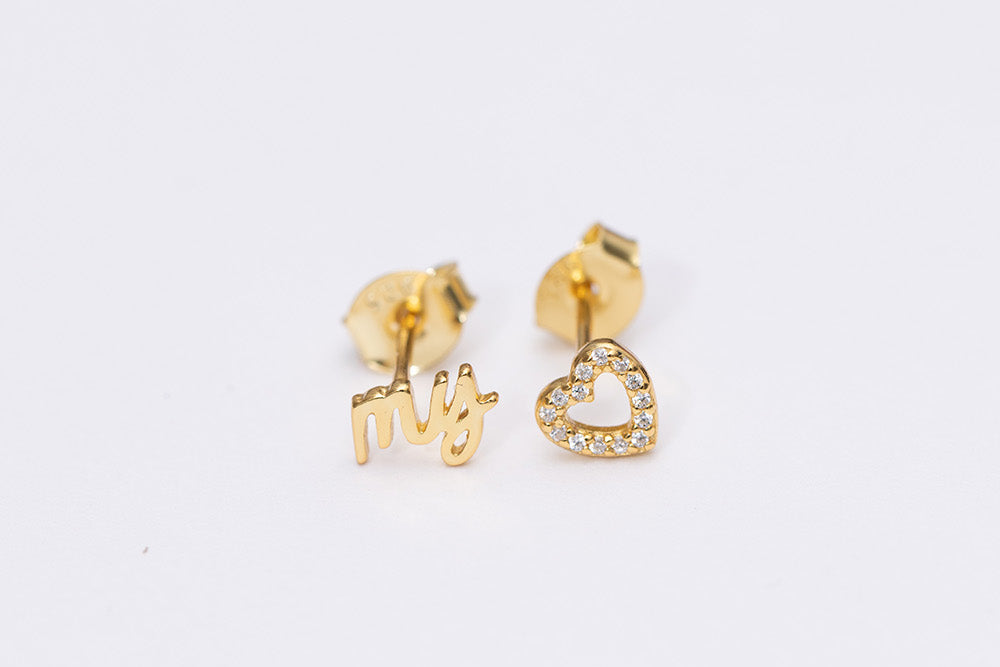 HEART stud earrings gold