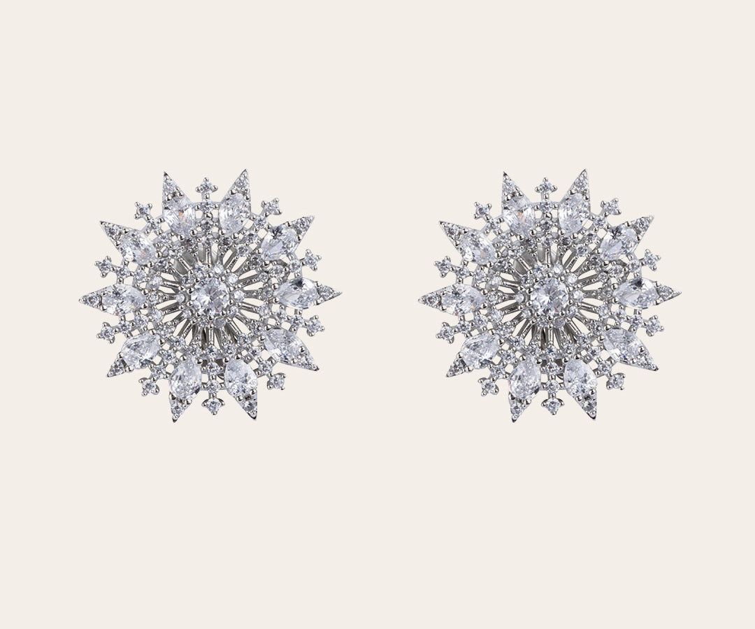 Dahlia clip-on earrings silver